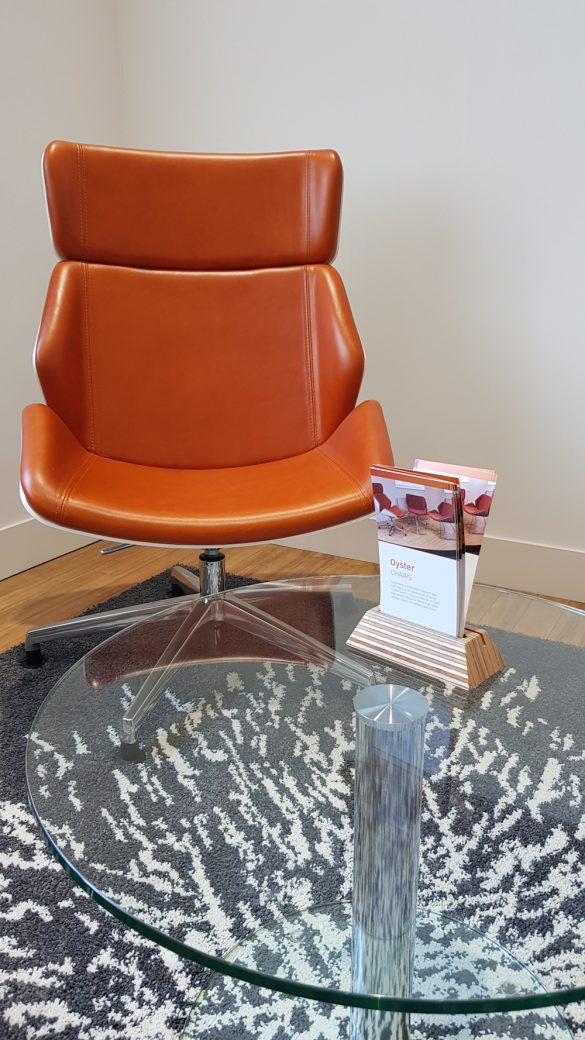 Sven Oyster chair with Mustang Pumpkin Yarwood Leather