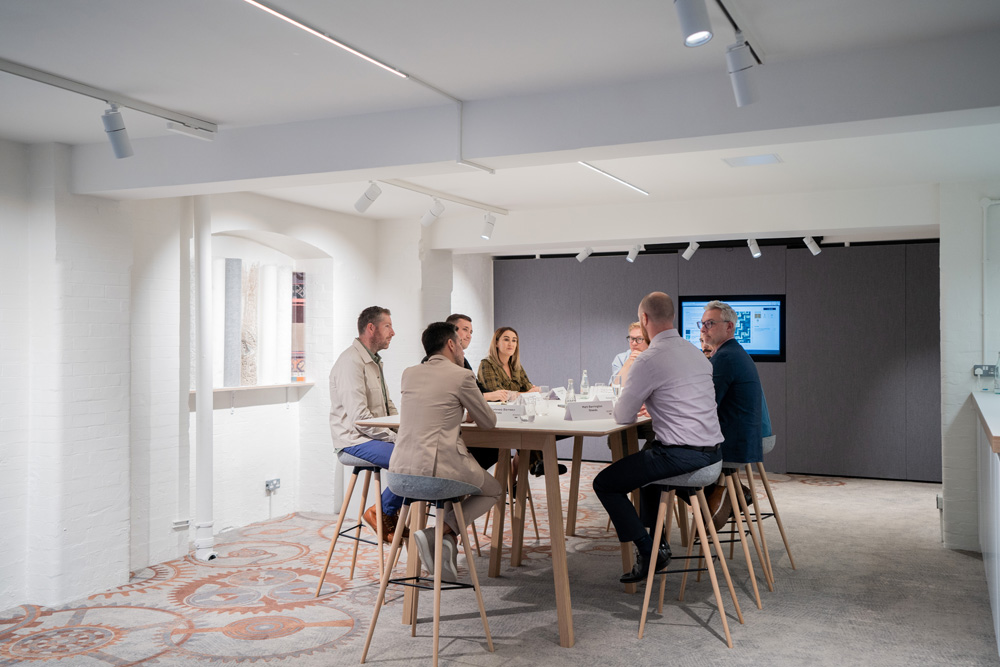 Industry experts sat around table for Mix Rountable at Ege Carpet's Clerkenwell showroom